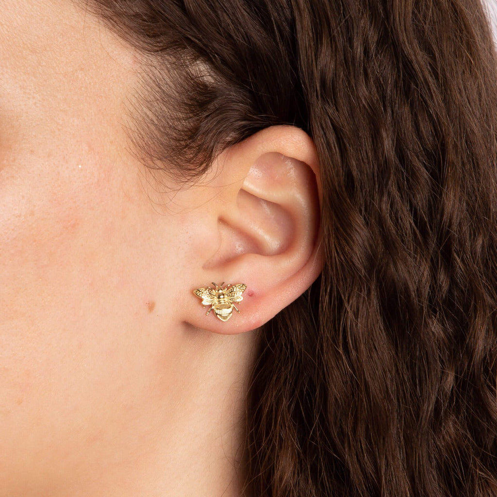 Elements Gold Detailed Bee Earrings