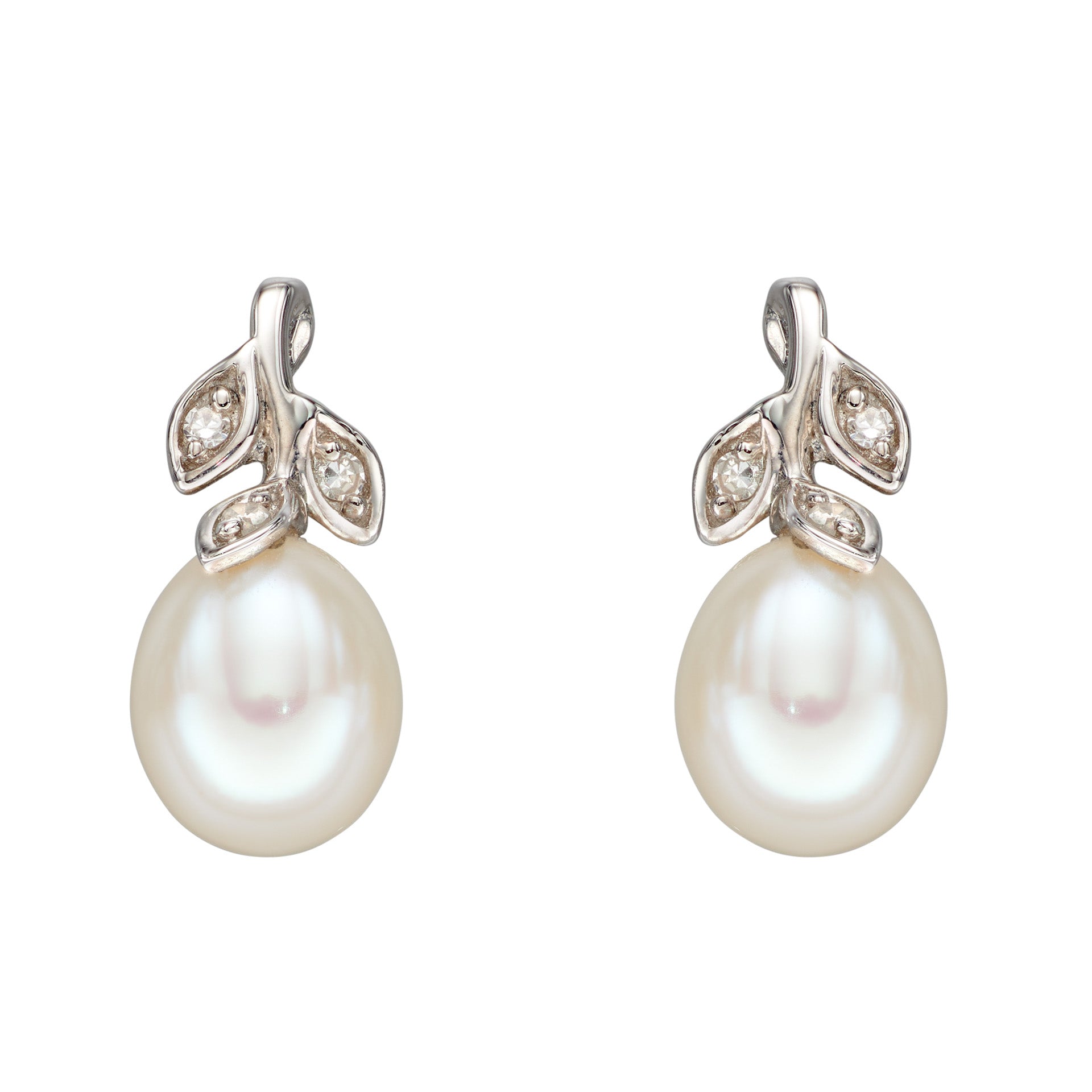 Elements Gold Pearl and Diamond Vine Earrings