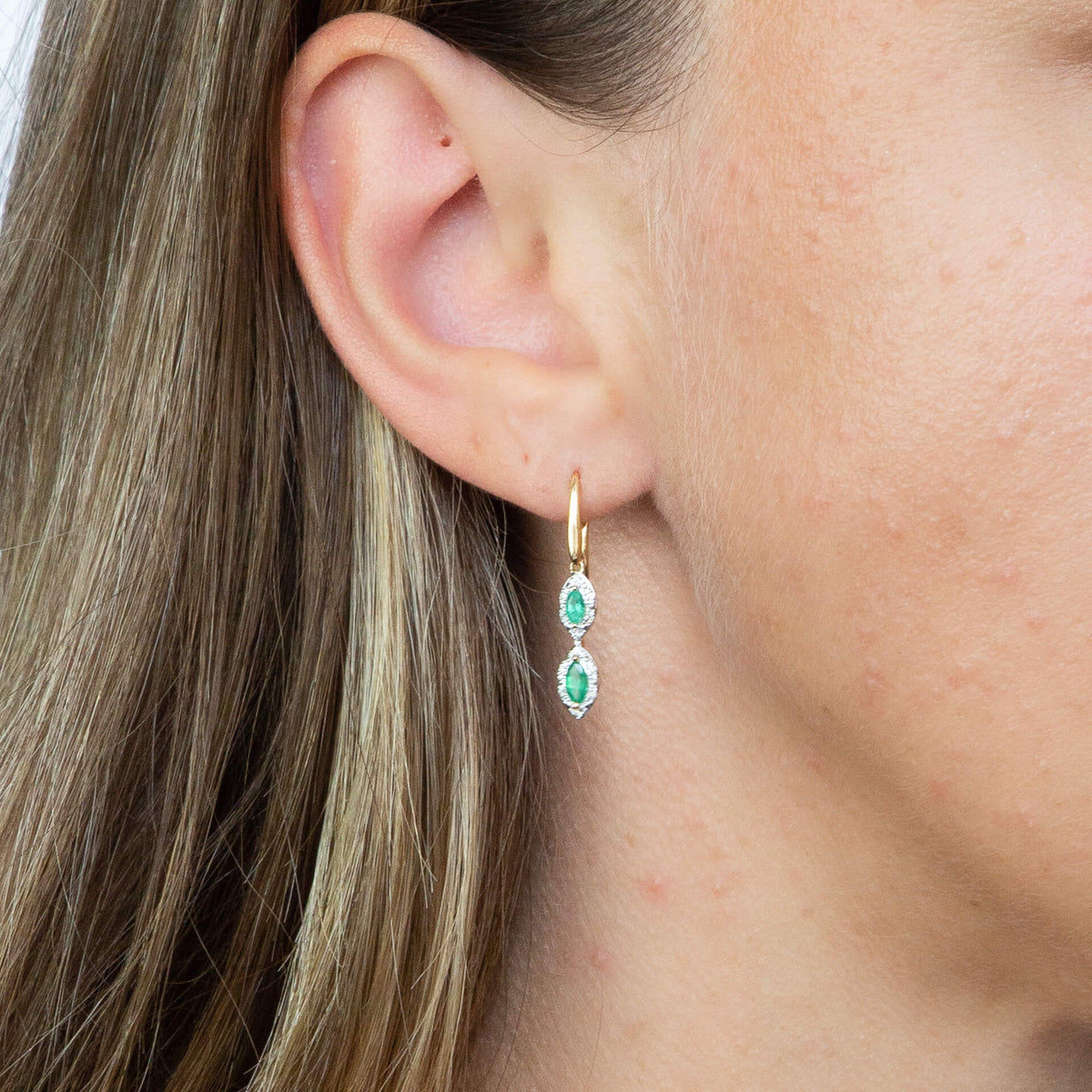 Elements Gold Marquise Double Drop Earrings
