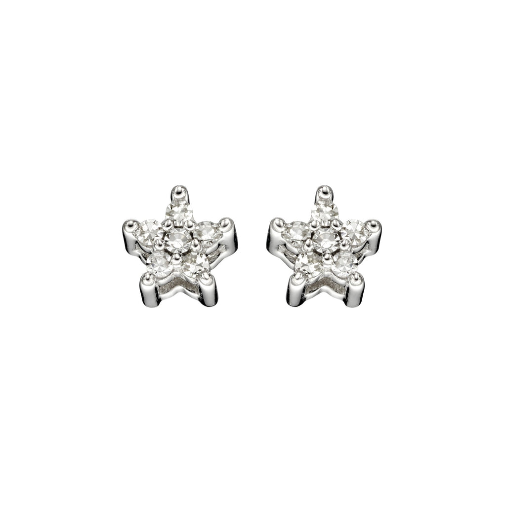 Elements Gold Star Shaped Diamond Stud Earrings