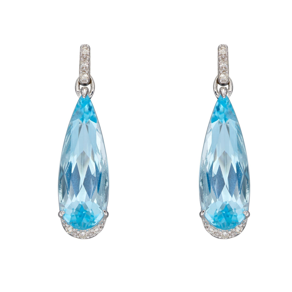 Elements Gold Elongated Semi-Precious Teardrop Earrings with Diamond