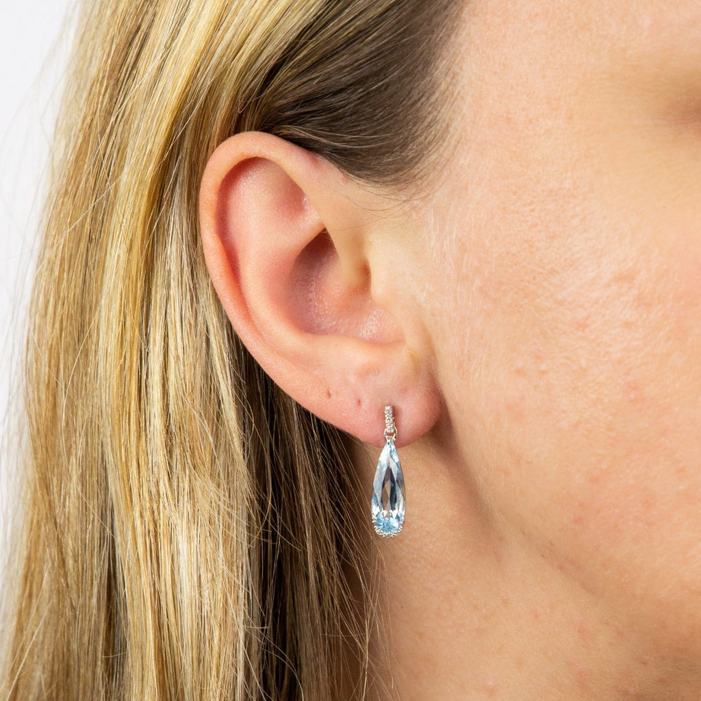 Elements Gold Elongated Semi-Precious Teardrop Earrings with Diamond