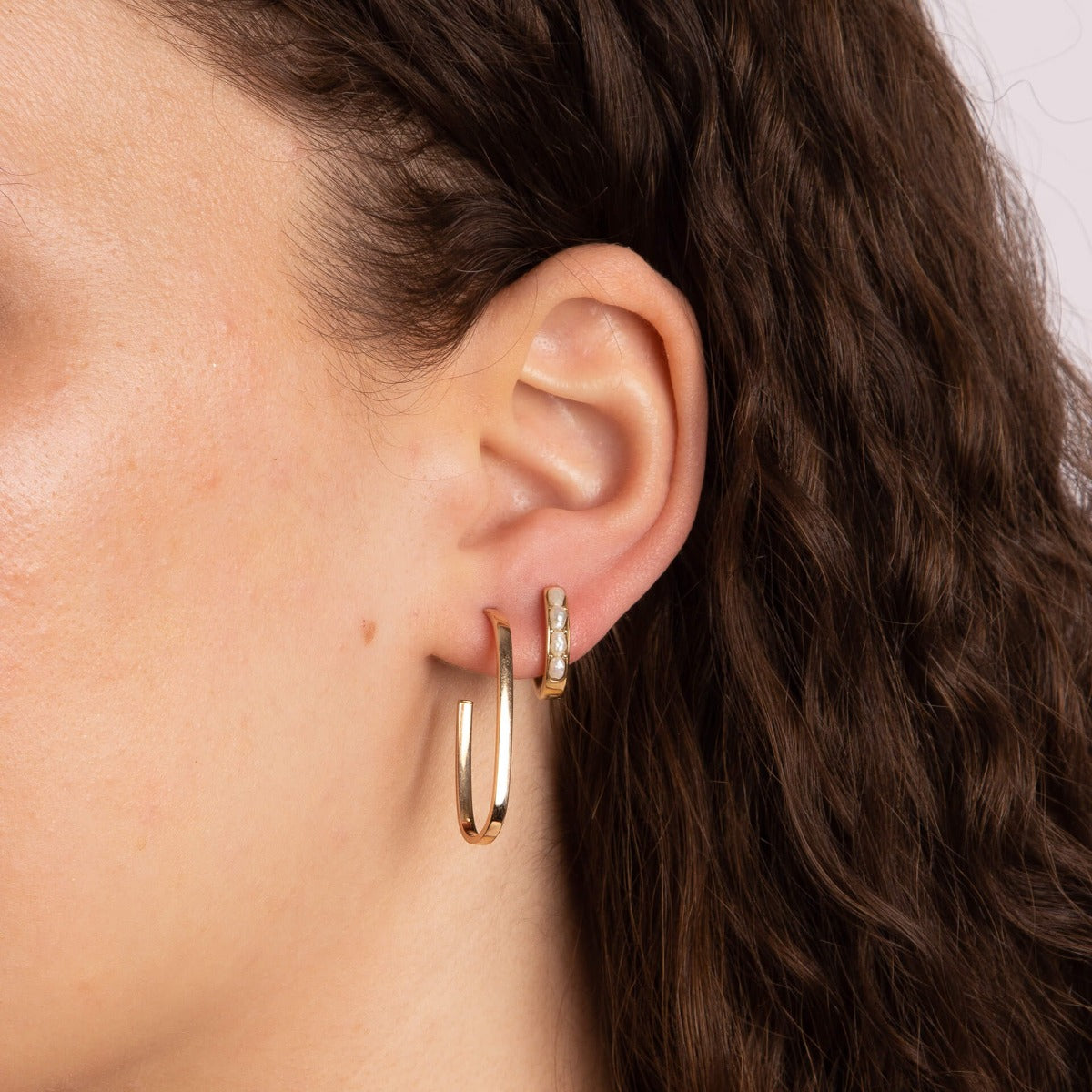 Elements Gold Open Oval 3/4 Hoop Earrings