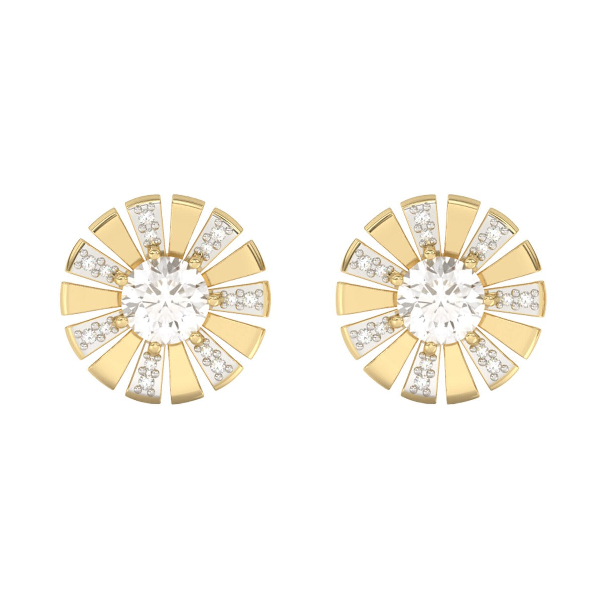 Elements Gold Sunray Earrings with White Topaz and Diamond