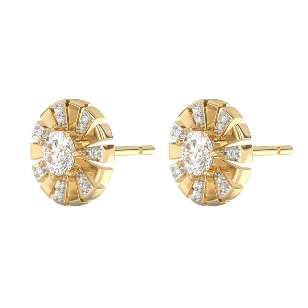 Elements Gold Sunray Earrings with White Topaz and Diamond