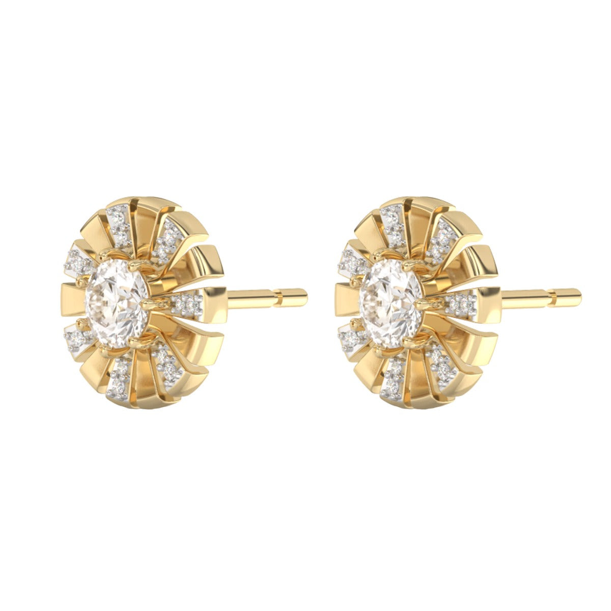 Elements Gold Sunray Earrings with White Topaz and Diamond