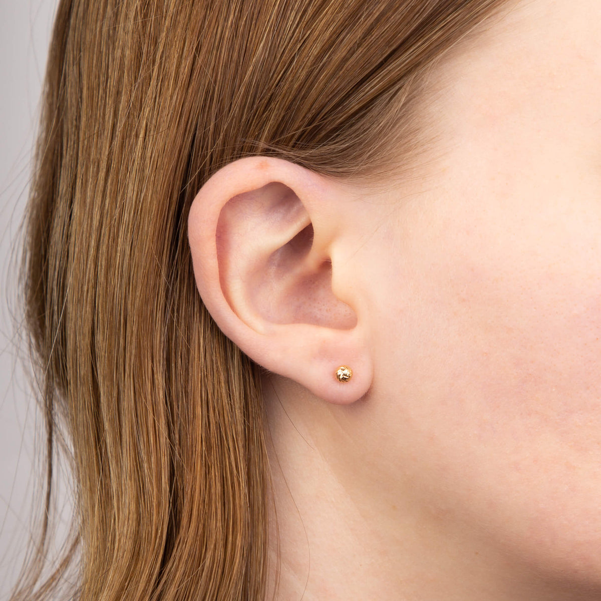 Elements Gold Small Textured Ball Stud Earrings