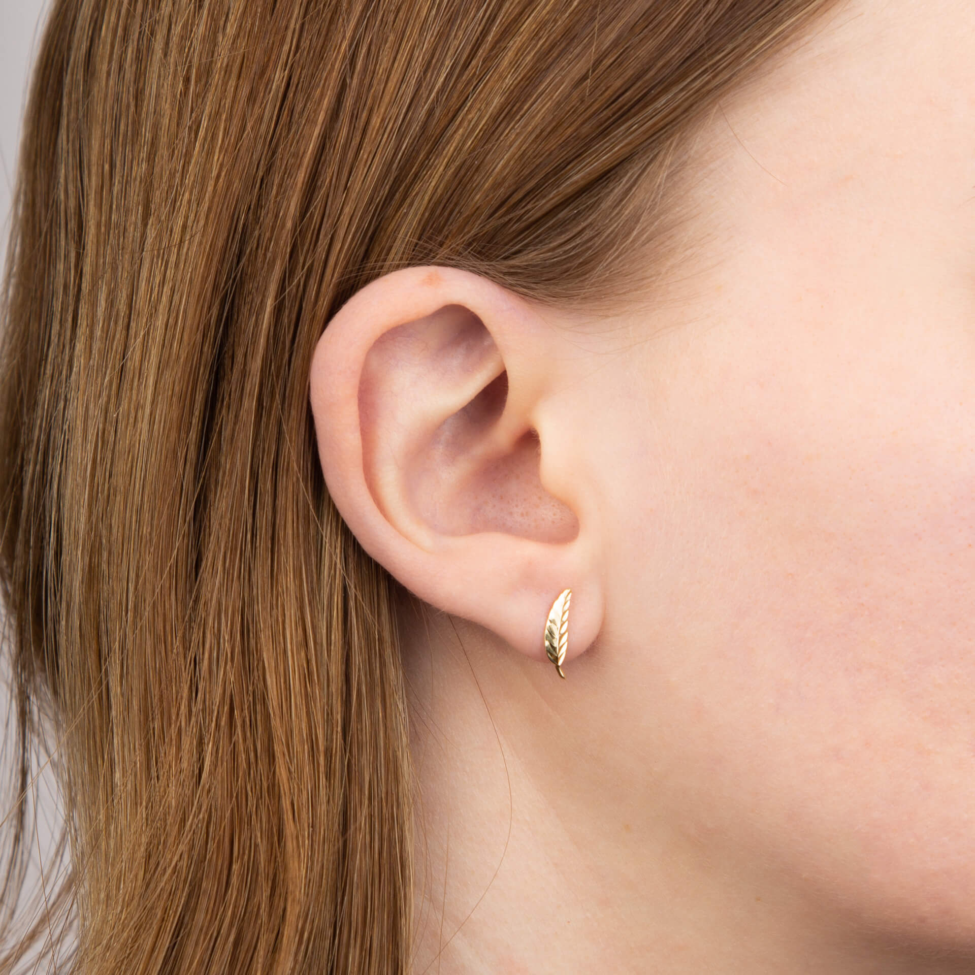 Elements Gold Feather Stud Earrings