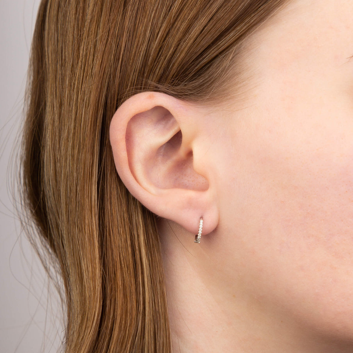 Elements Gold Hoop Earrings with Pave Diamonds
