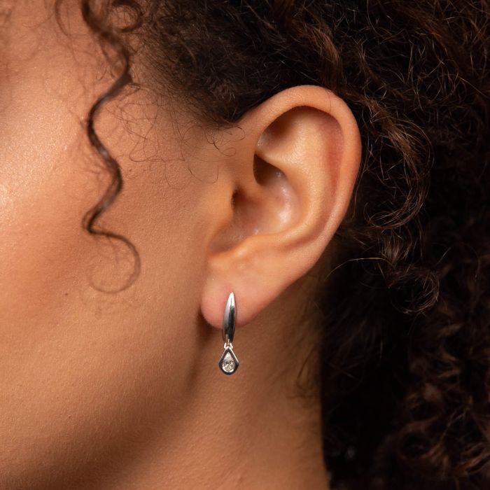 Elements Gold Pear Cut Knife Edge Hoop Earrings