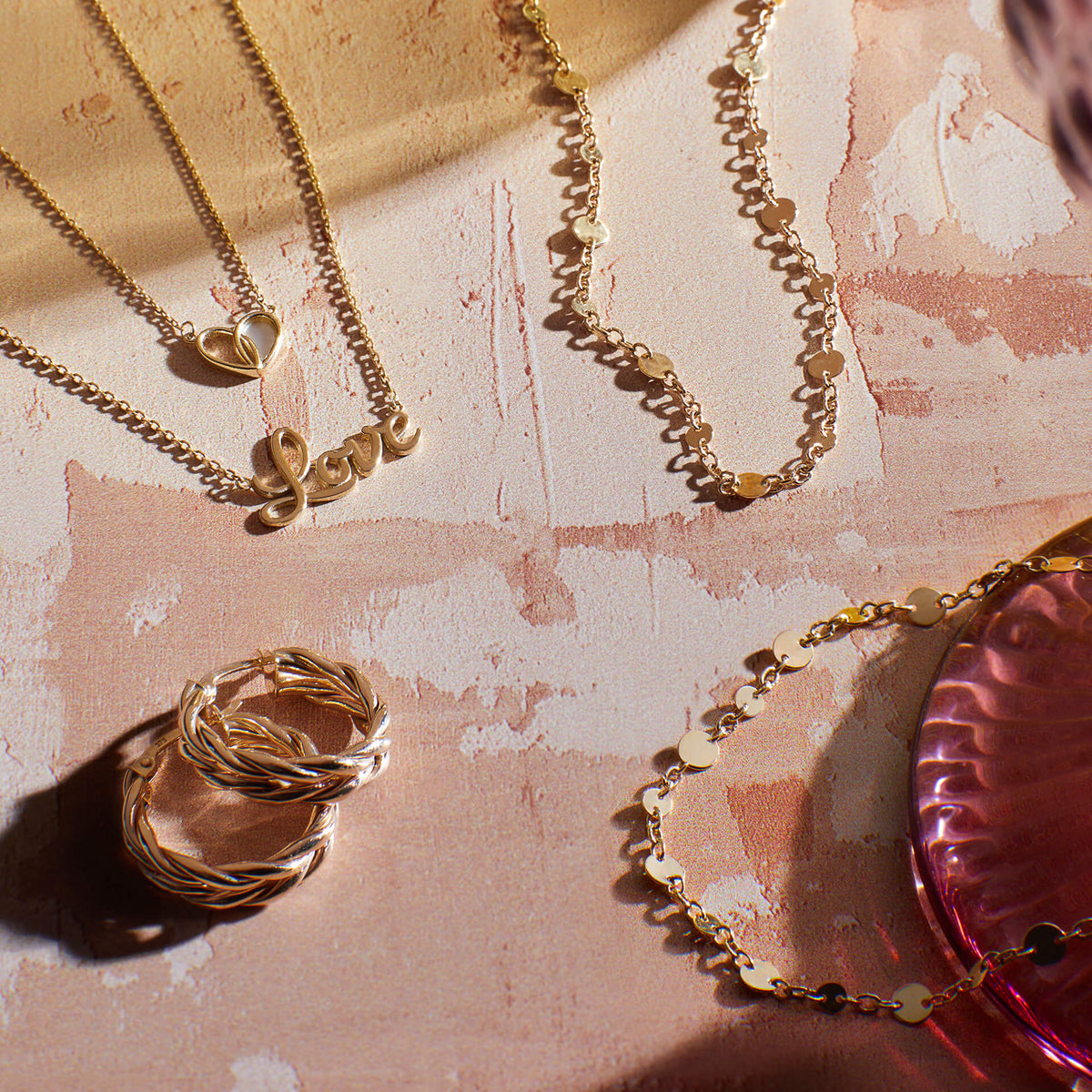 Elements Gold Heart Necklace with Mother of Pearl
