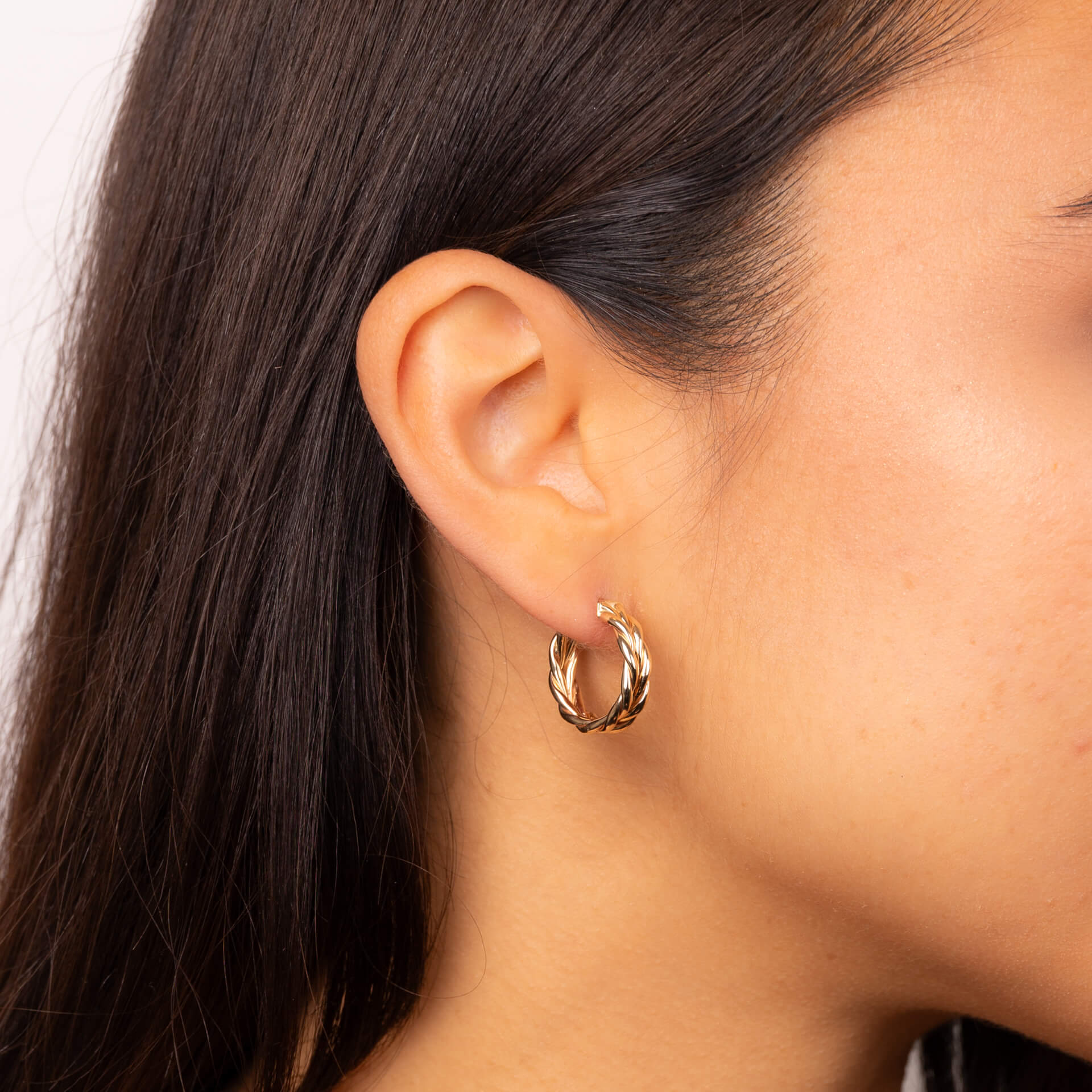 Elements Gold Rope Textured Hoop Earrings