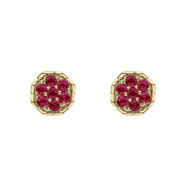 Elements Gold Seven Stone Ruby Cluster Earrings