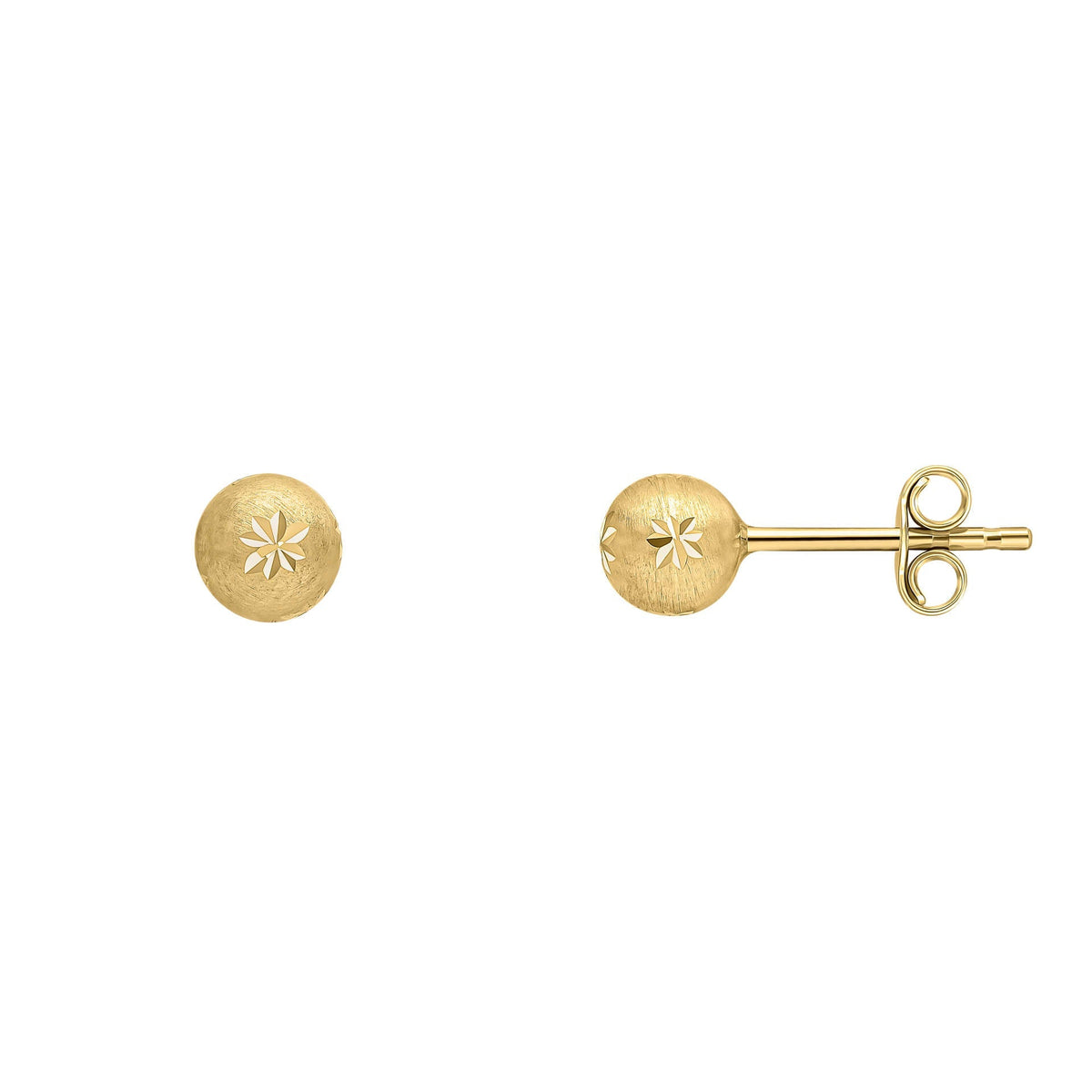Elements Gold Starburst Detail Ball Stud Earrings
