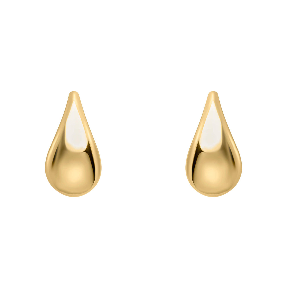 Elements Gold Plain Teardrop Stud Earrings