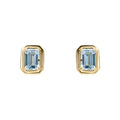 Elements Gold Elongated Octagon Aquamarine Stud Earrings