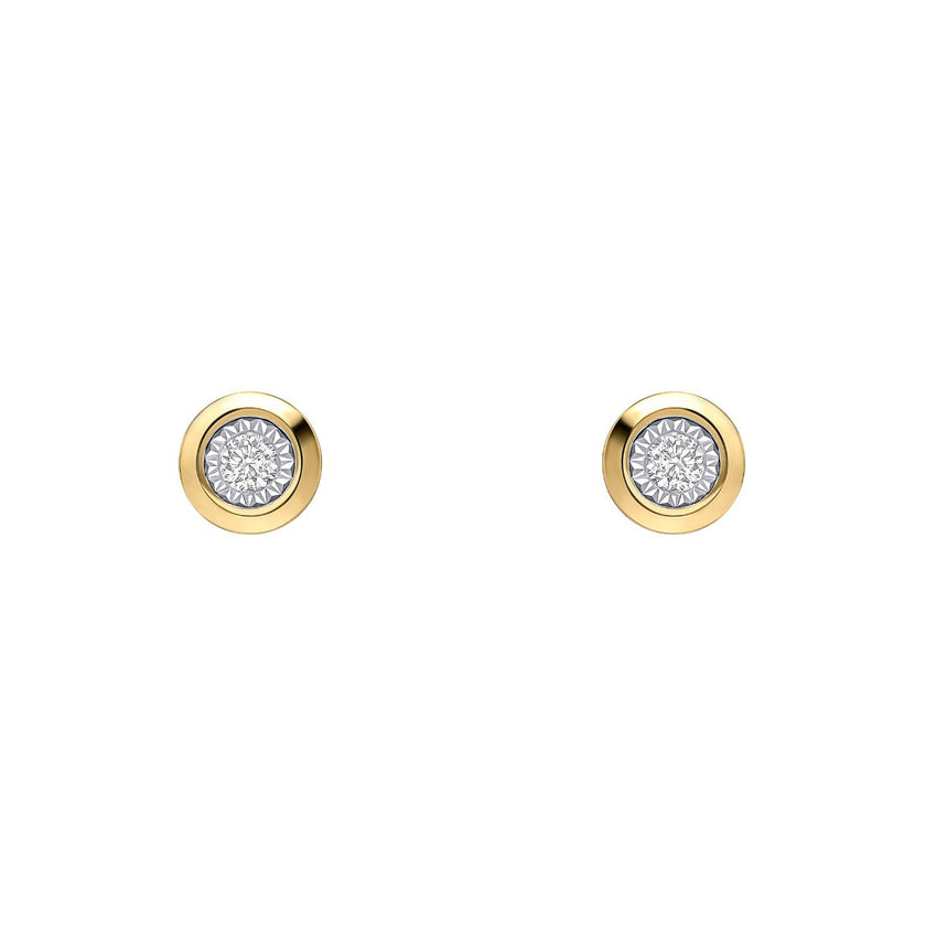 Elements Gold Diamantohrstecker mit abgerundeter Lünette