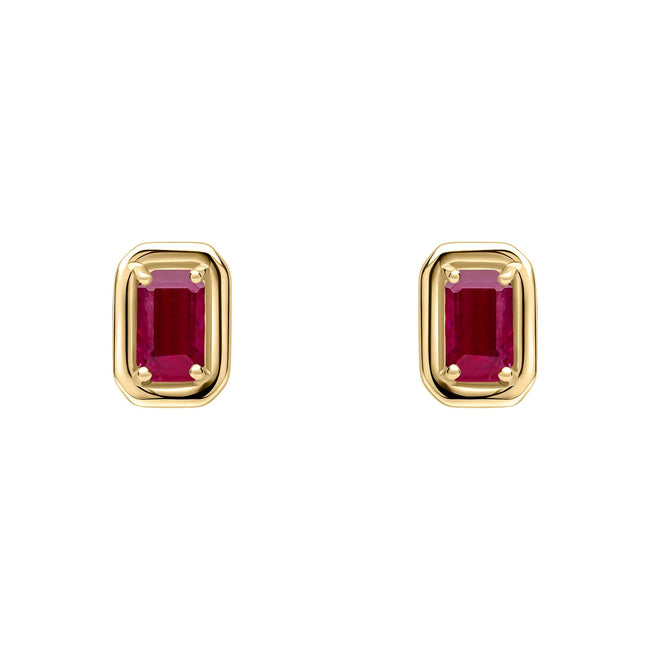 Elements Gold Ohrstecker aus Gold mit klobigem Rand und Edelsteinen