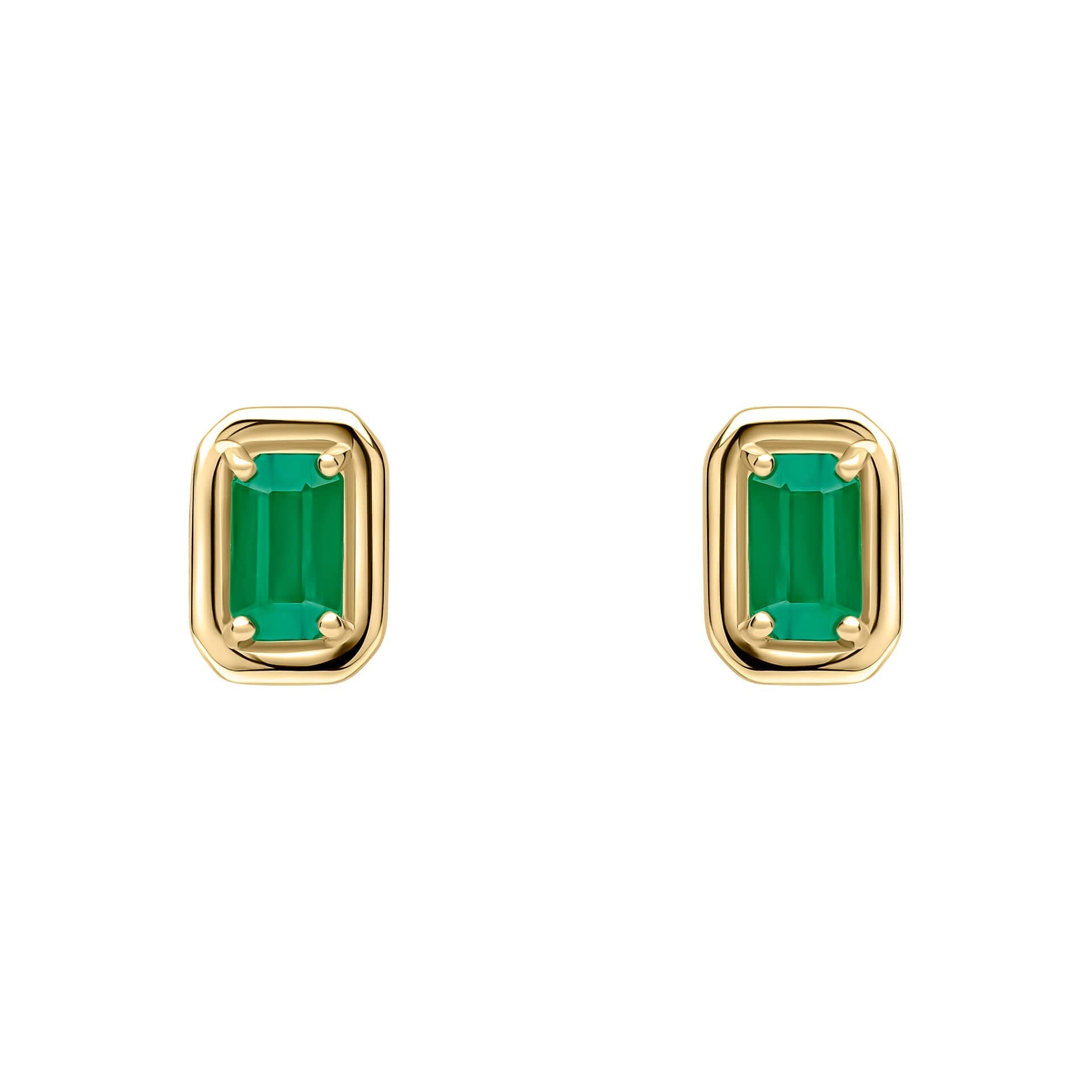 Elements Gold Chunky Border Precious Stone Stud Earrings