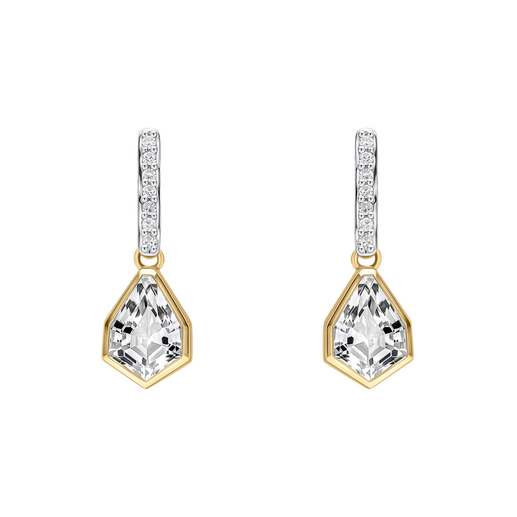 Elements Gold Shield Cut Topaz Drop Earrings