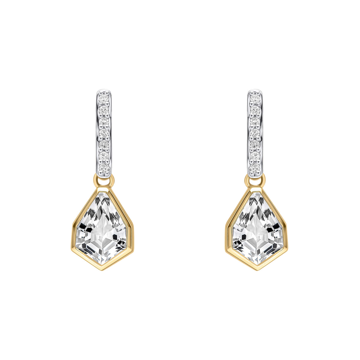 Elements Gold Shield Cut Topaz Drop Earrings