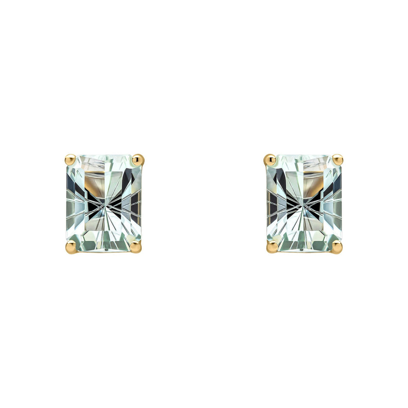 Elements Gold Octagonal Fancy Cut Amethyst Stud Earrings