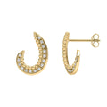 Elements Gold Diamond and Stippled Edge Swirl Earrings