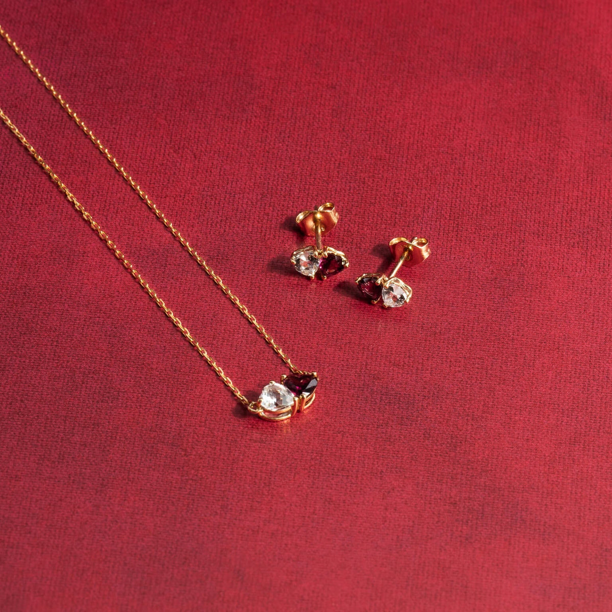 Elements Gold Toi et Moi Herz-Halskette