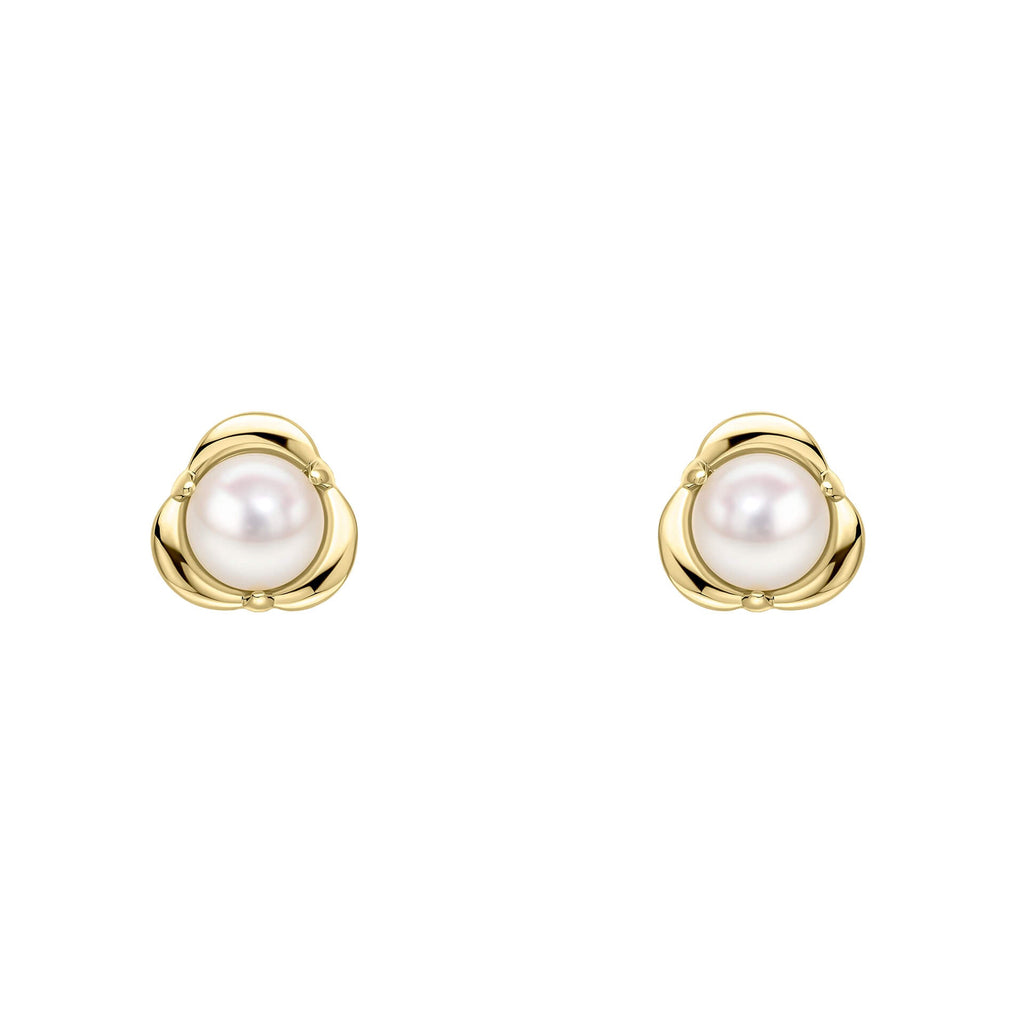 Elements Gold Petal Set Pearl Stud Earrings