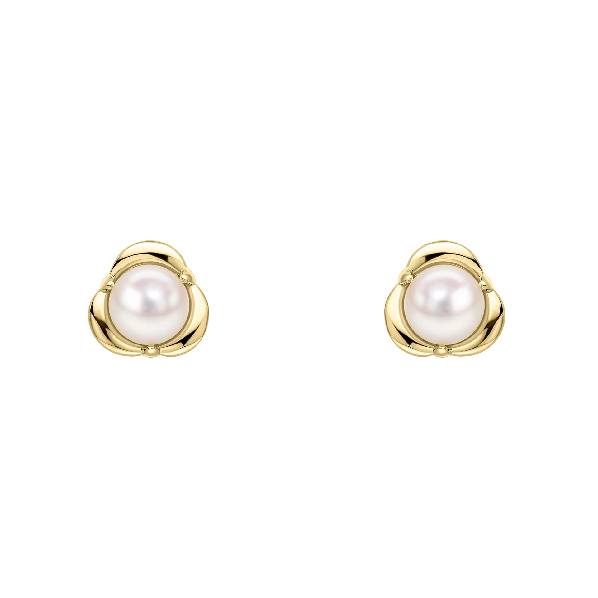Elements Gold Petal Set Pearl Stud Earrings