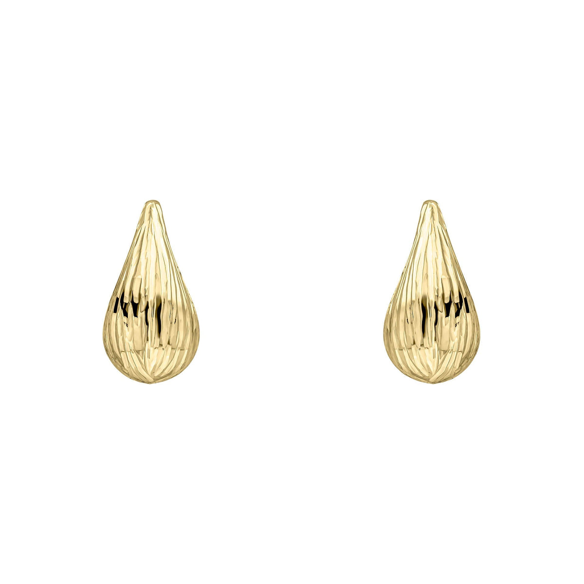 Elements Gold Ridged Teardrop Stud Earrings