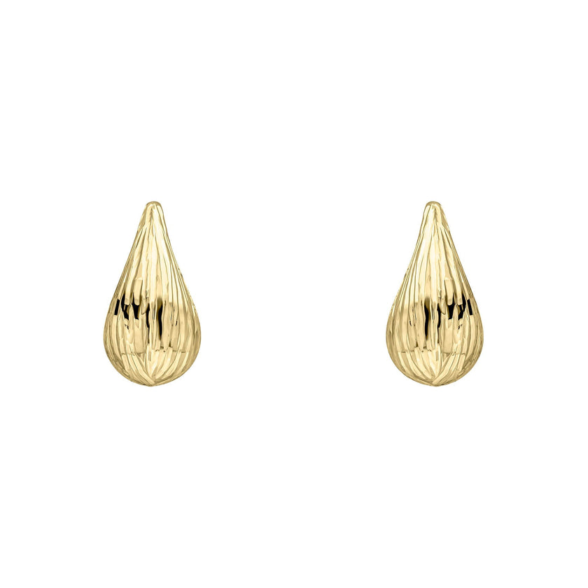 Elements Gold Ridged Teardrop Stud Earrings
