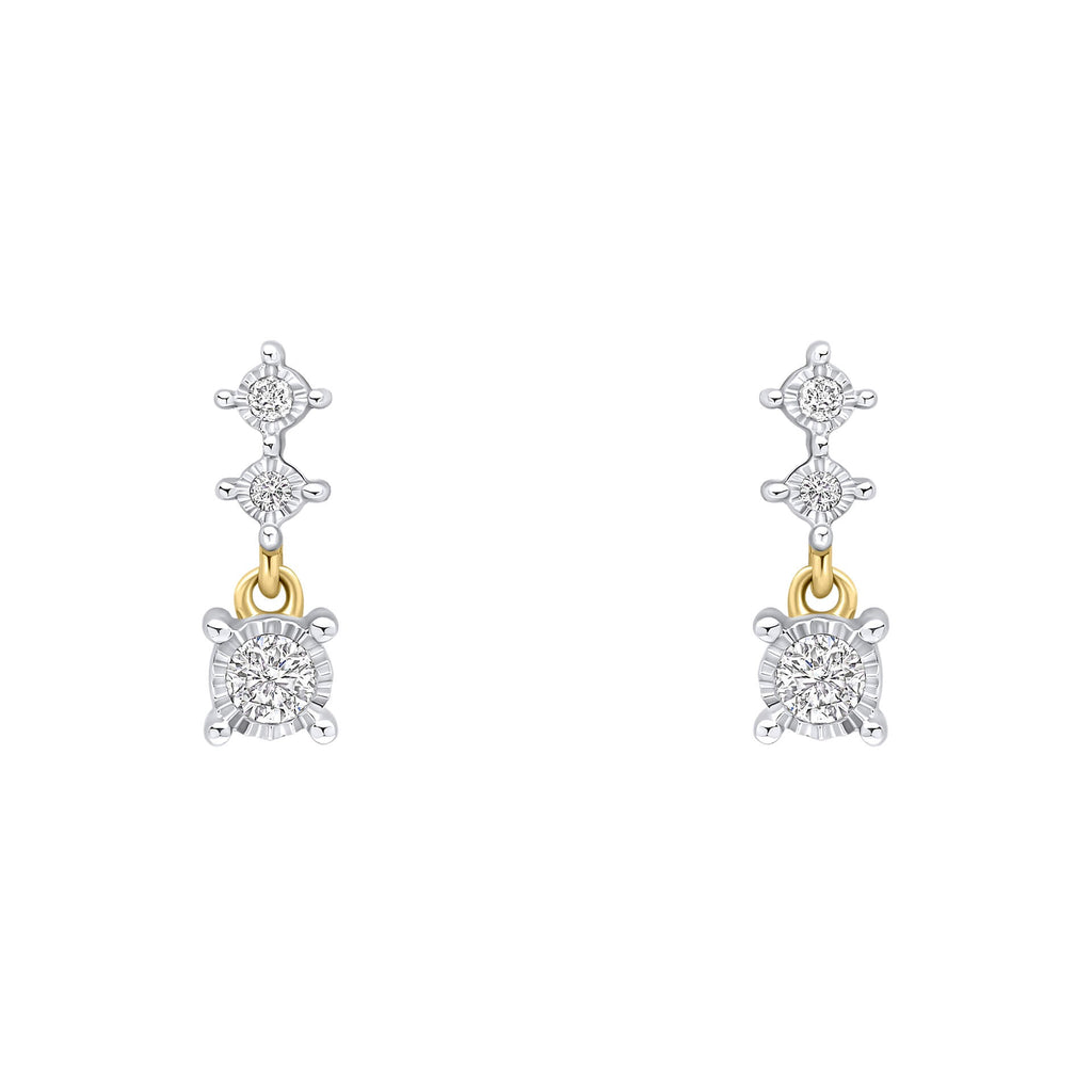 Elements Gold Diamond Trilogy Drop Earrings