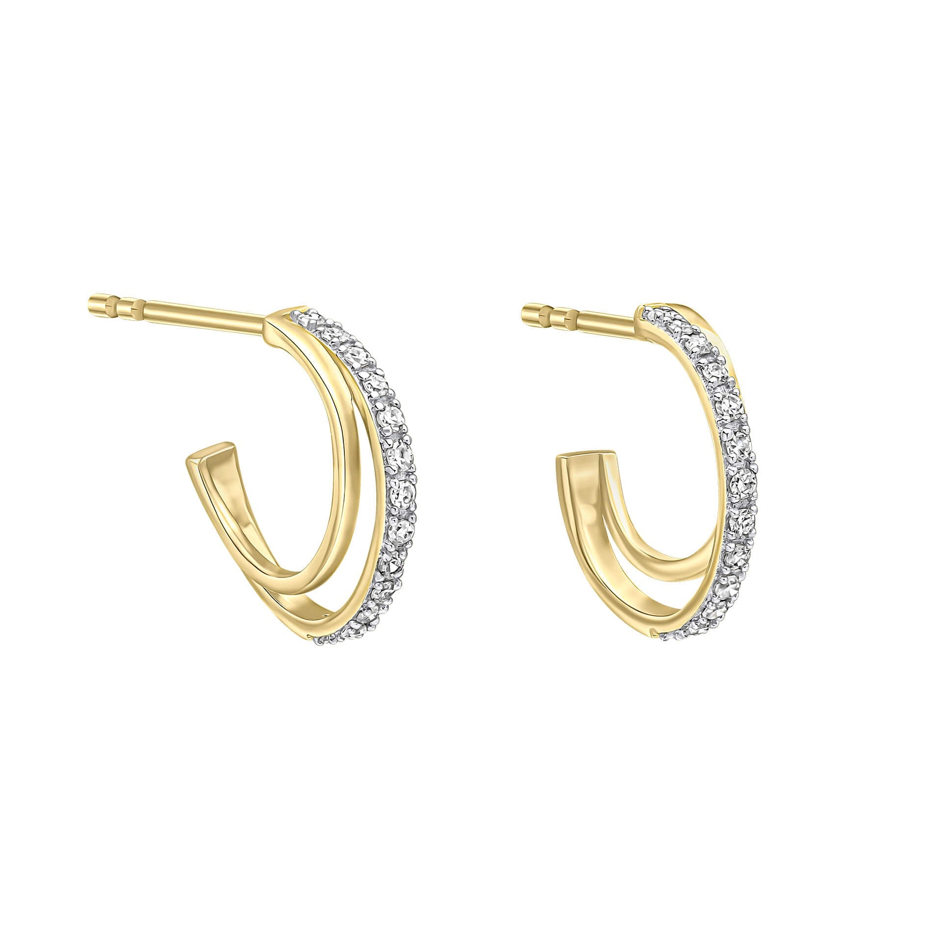 Elements Gold Diamond Double Hoop Earrings