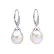 Elements Gold Oversized Baroque Pearl and White Topaz Detail Drop Earrings