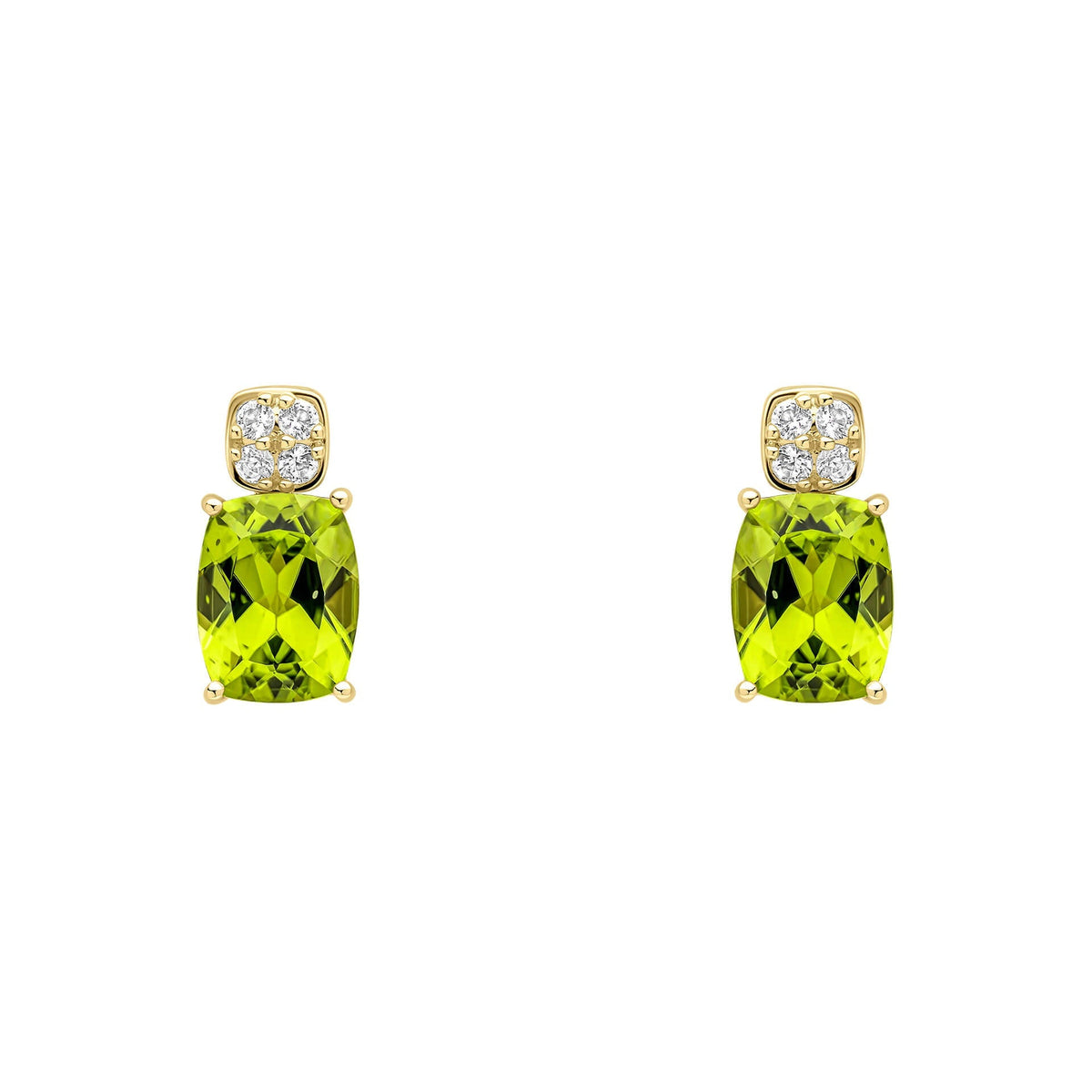 Elements Gold Ohrringe mit kissenförmigem Peridot und Steinbesatz