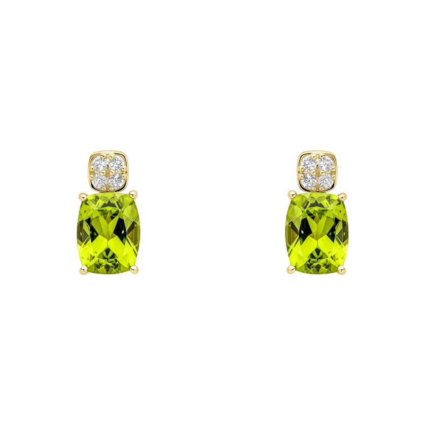 Elements Gold Ohrringe mit kissenförmigem Peridot und Steinbesatz