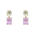Elements Gold Toi et Moi Quartz and Amethyst Drop Earrings