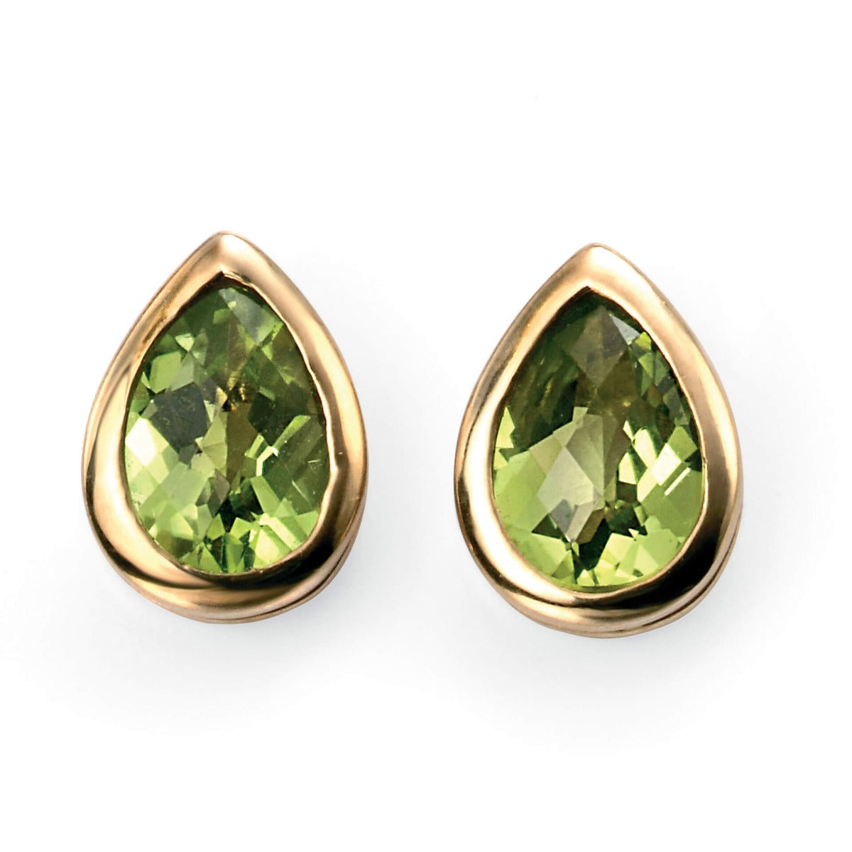 Elements Gold Peridot Teardrop Stud Earrings