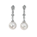 Elements Gold Freshwater Pearl and Diamond Drop Earrings