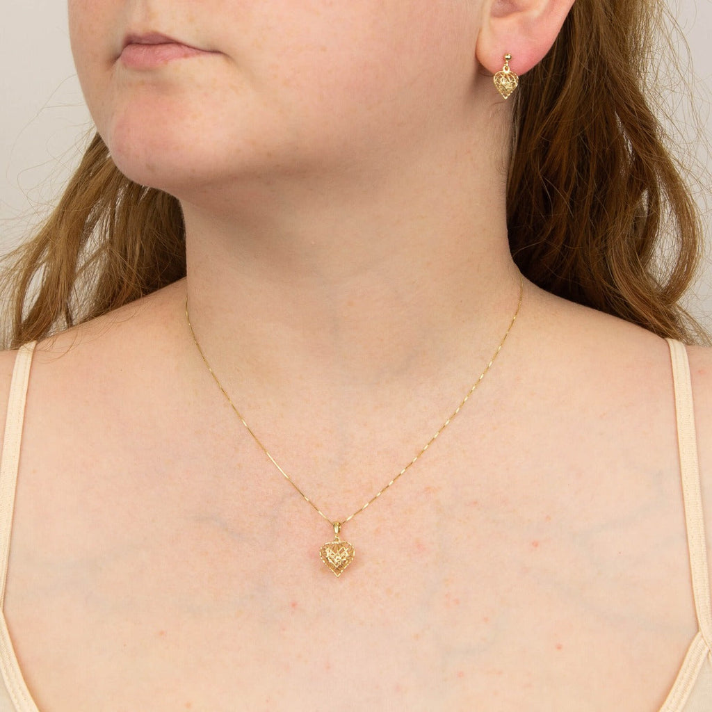 Elements Gold Caged Heart Pendant