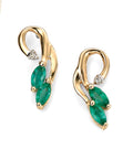 Elements Gold Vine Style Earrings with Emerald