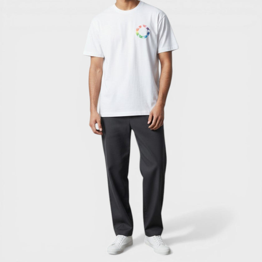 Slim Fit T-Shirt Circle Multi White