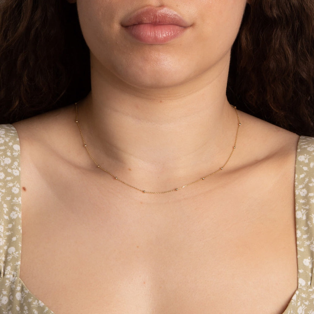 Elements Gold Fine Ball Station Chain Necklace