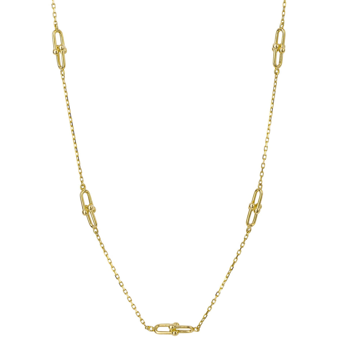 Elements Gold U Shape Link Station Necklace