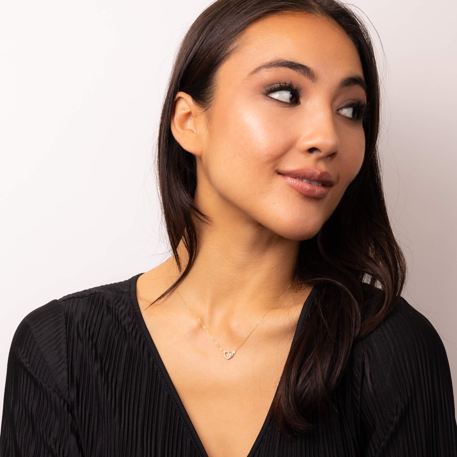 Elements Gold Heart Necklace with Mother of Pearl