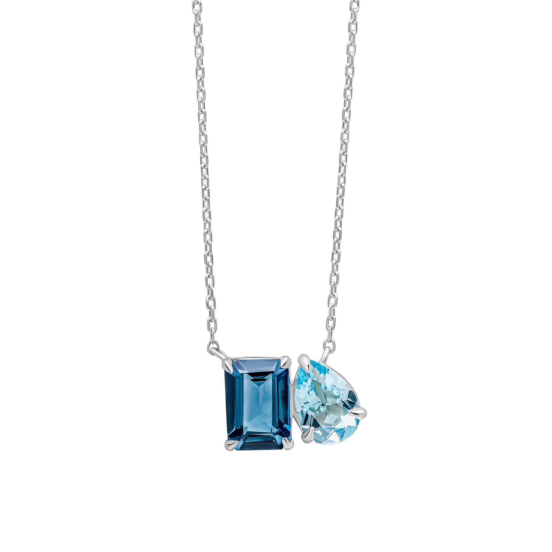 Elements Gold Toi et Moi Blue Topaz Necklace