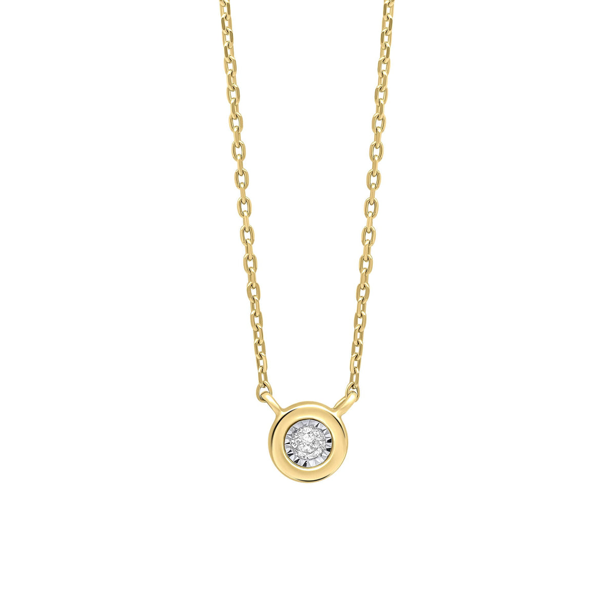 Elements Gold Rounded Bezel Diamond Necklace