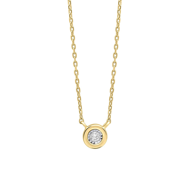 Elements Gold Rounded Bezel Diamond Necklace