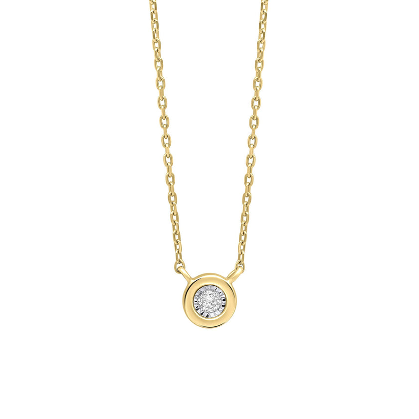 Elements Gold Rounded Bezel Diamond Necklace